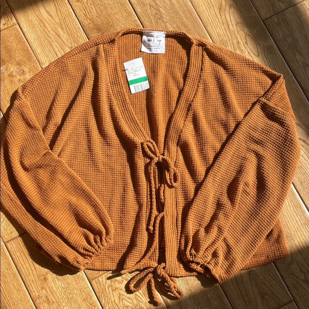 Sadie & Sage Rust Waffle Knit Top
